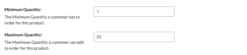 Set Minimum and Maximum Quantity