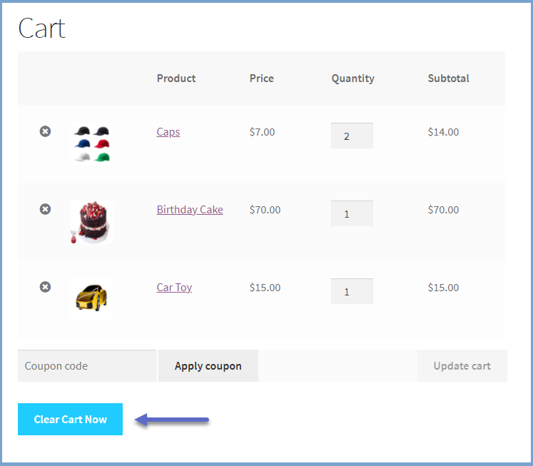 Add an empty cart button