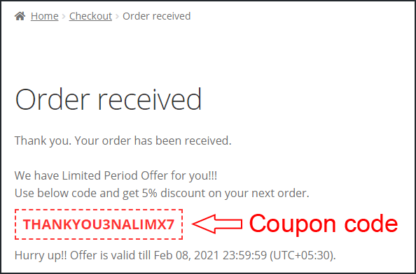 Next Order Reward - Content Discount Coupon