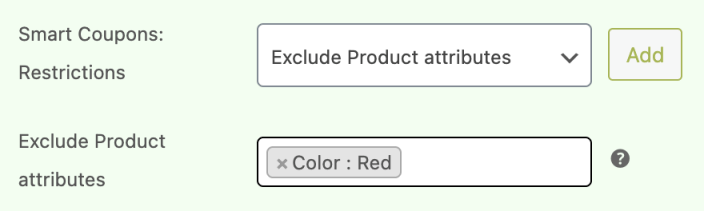 Coupon exclude attributes