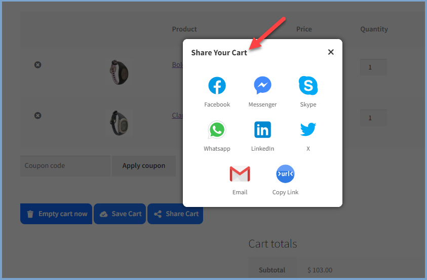 Share Your WooComemrce Cart