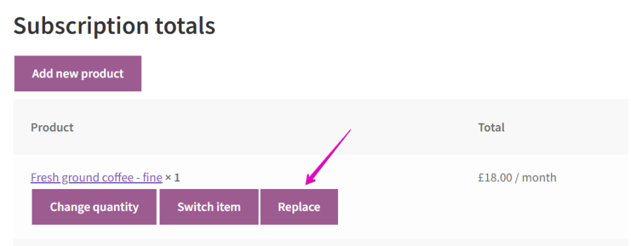 Replace item button