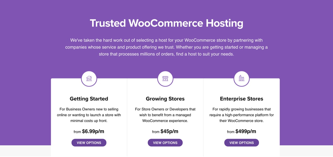 hosting plans recommended by WooCommerce