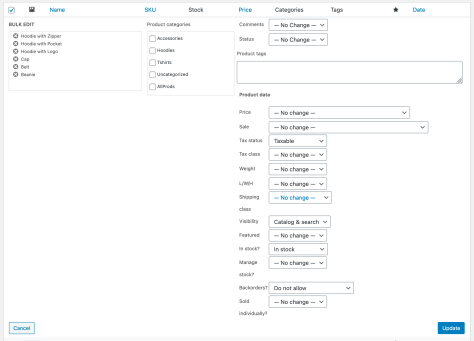 Bulk Editing Products Documentation - WooCommerce