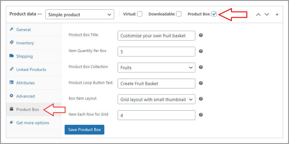 Product Box - Admin Product Box Option