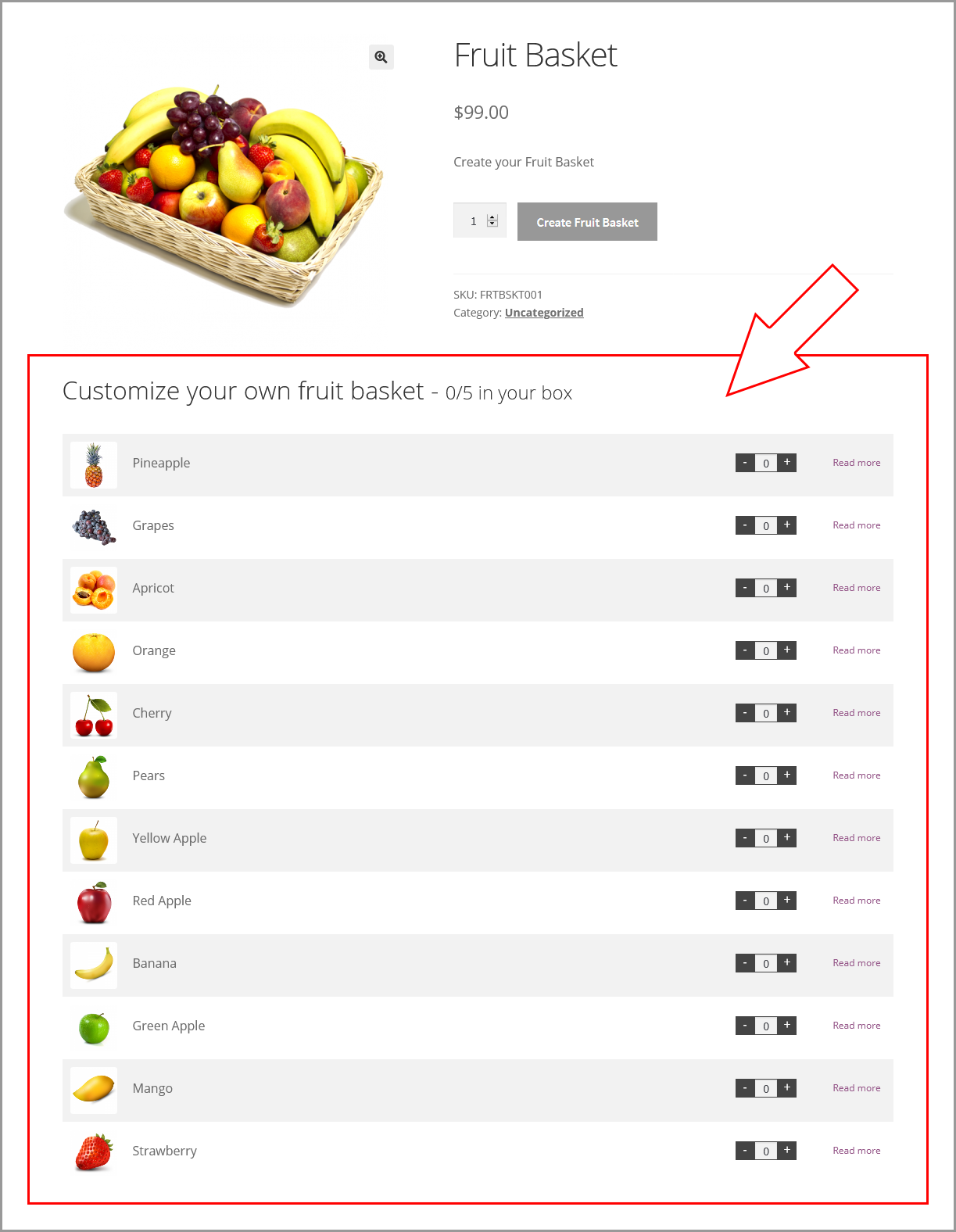 Product Box - Table Layout