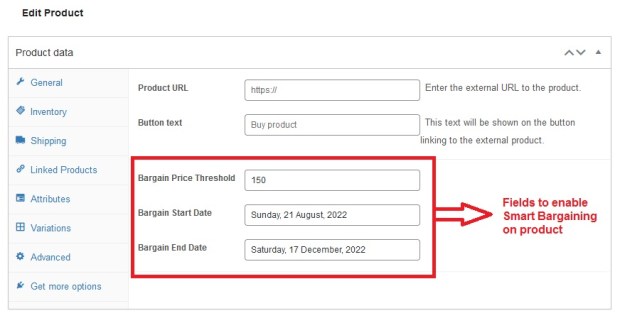 Enable DBargain on product by adding Threshold price and validity dates