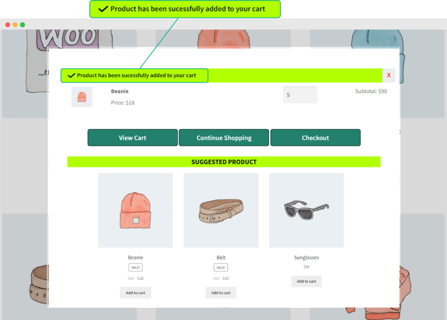 added to cart popup pour woocommerce