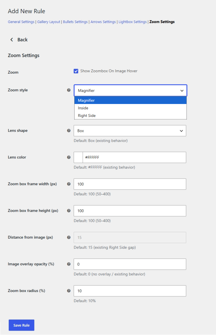 Zoom Settings