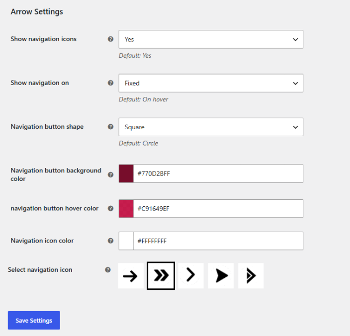 Arrow Settings