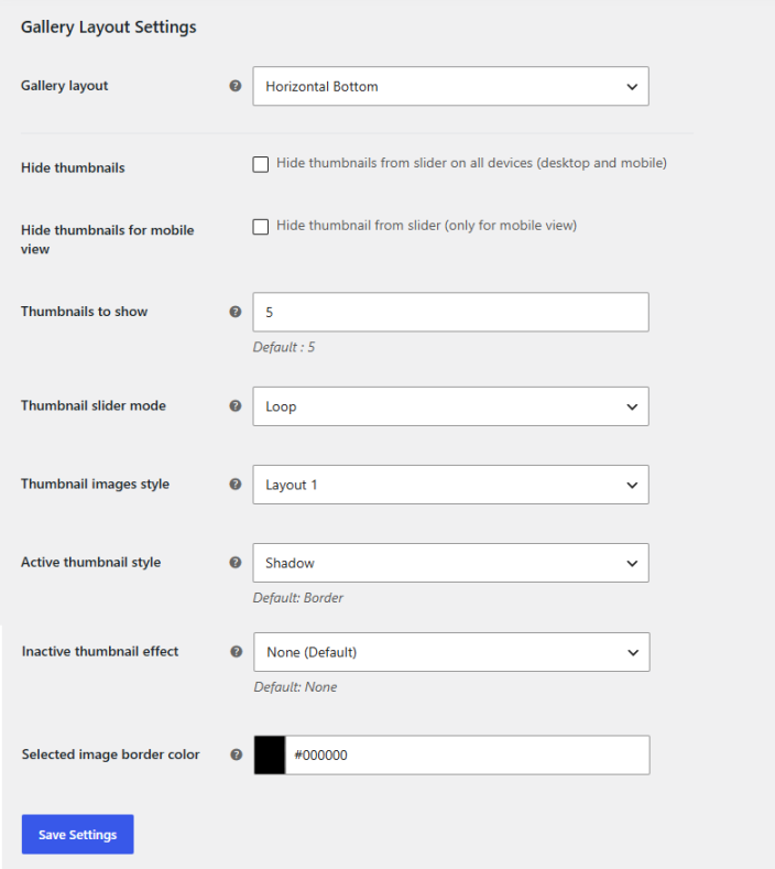Gallery Layout - Horizontal Bottom