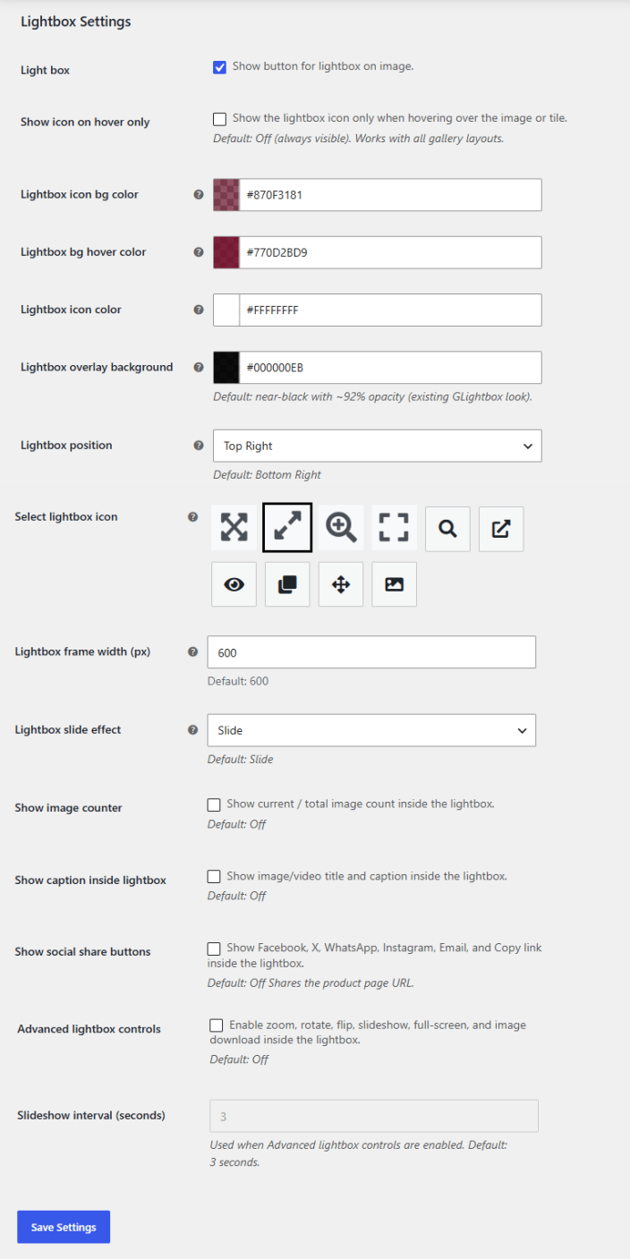 Arrow Settings