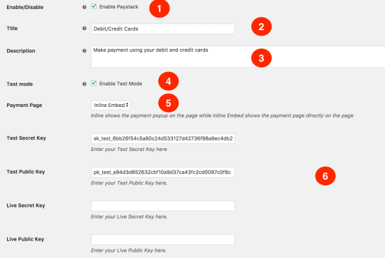 Configuration Page of Paystack WooCommerce 