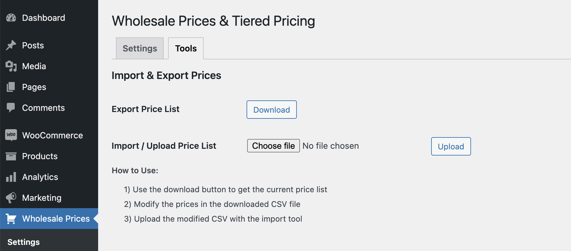 wholesale prices import & export