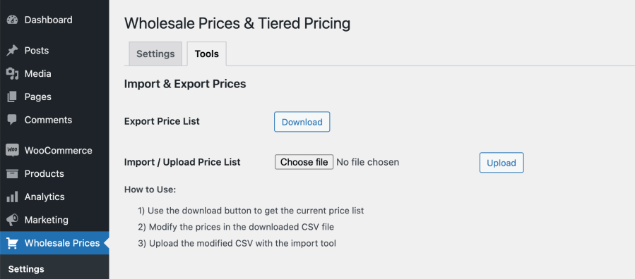 wholesale prices import & export