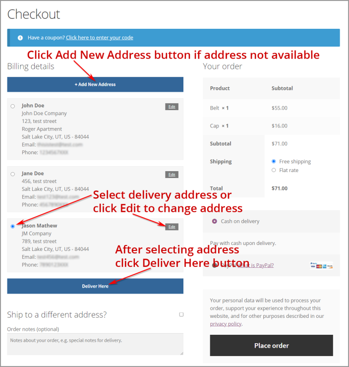 Billing Address List