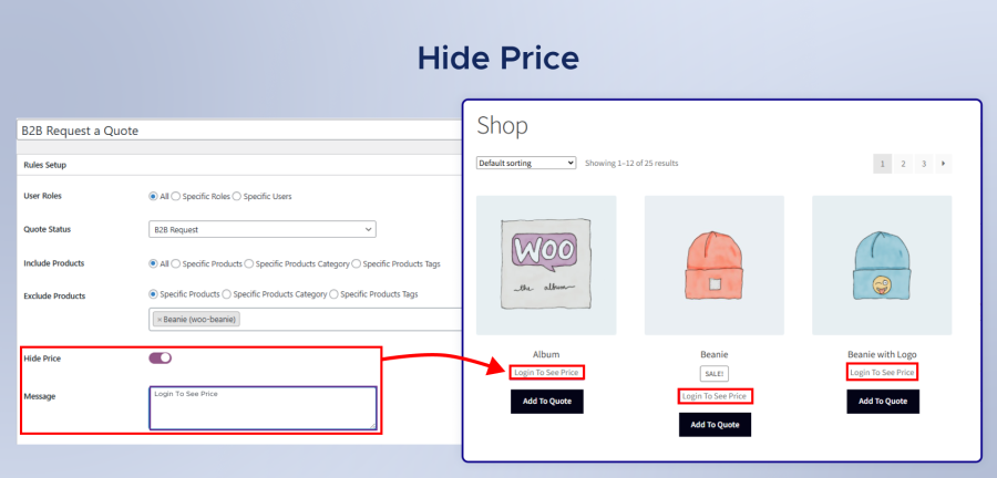 Hide Price Display Message