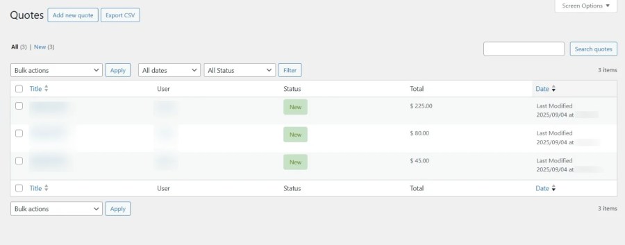 Quotes Dashboard