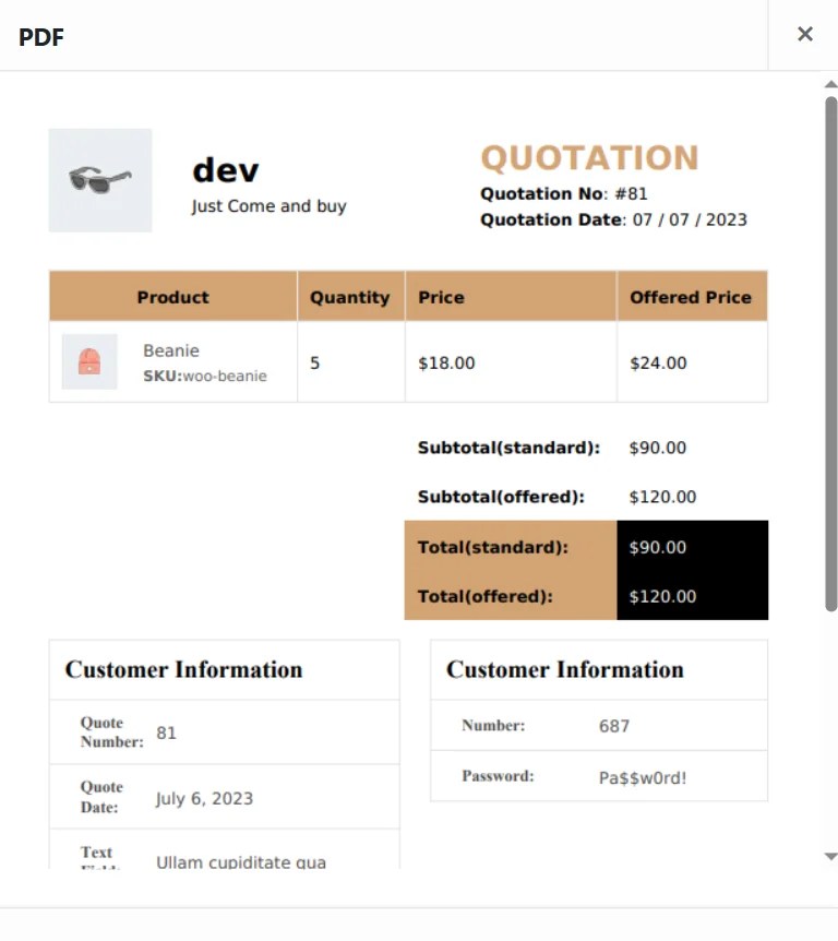 Send Professional PDF Quotes
