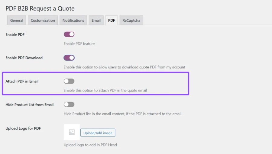 Show Quote PDF in Your Customers Emails
