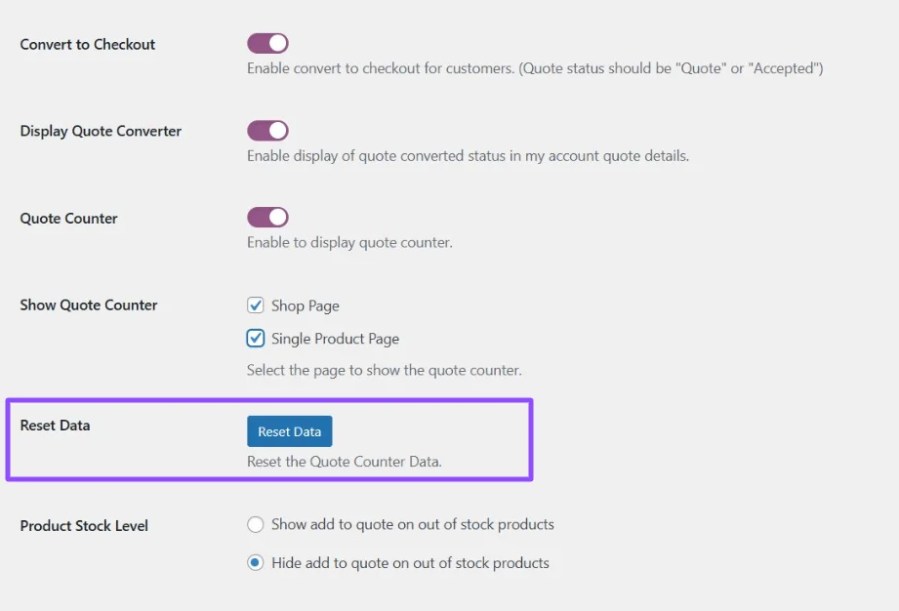 Reset Your Quote Data