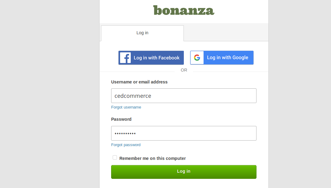 Bonanza login details