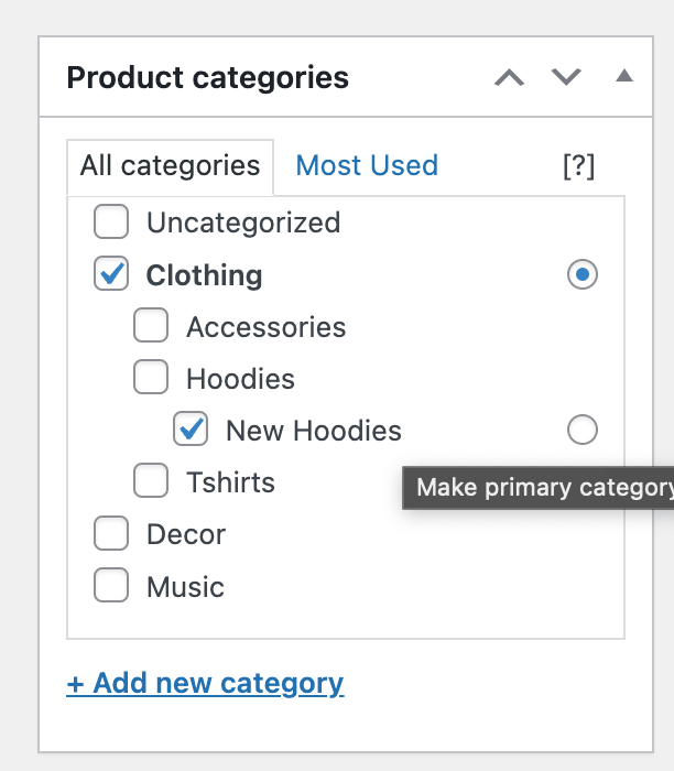 The SEO Framework Primary Category selection