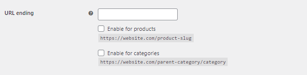 ¿How to aggregate a last URL in WooCommerce (.html, .htm, .php)?