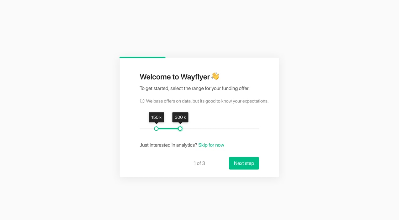 wayflyer welcome screen in WooCommerce