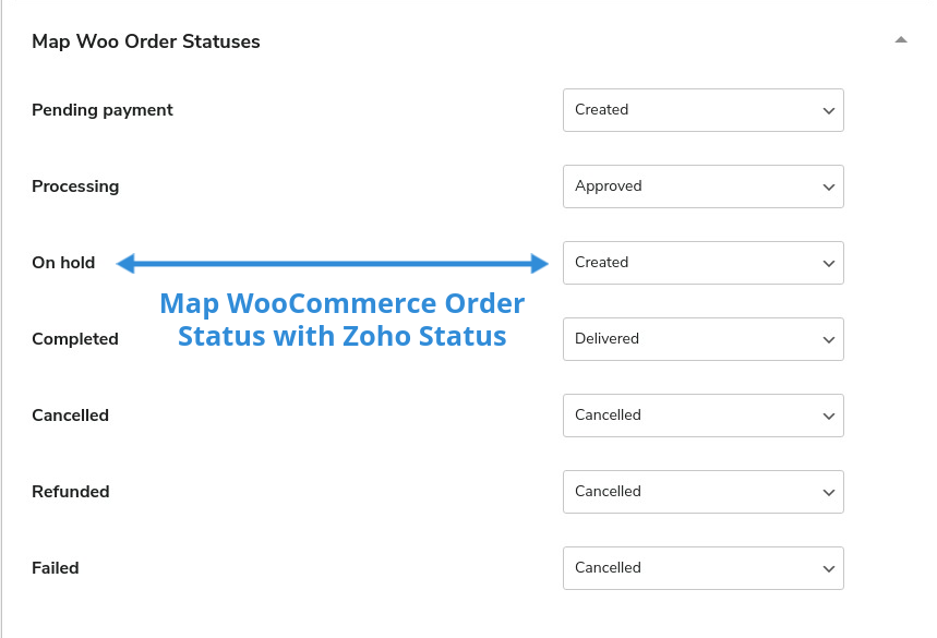 map woo order status