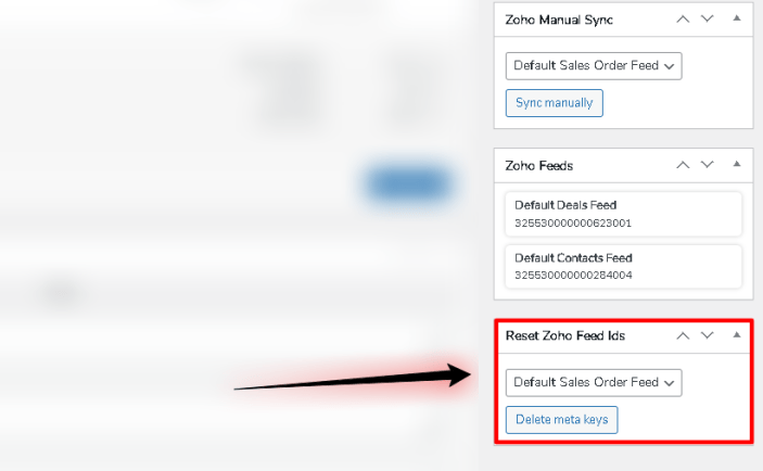 reset zoho feed ids