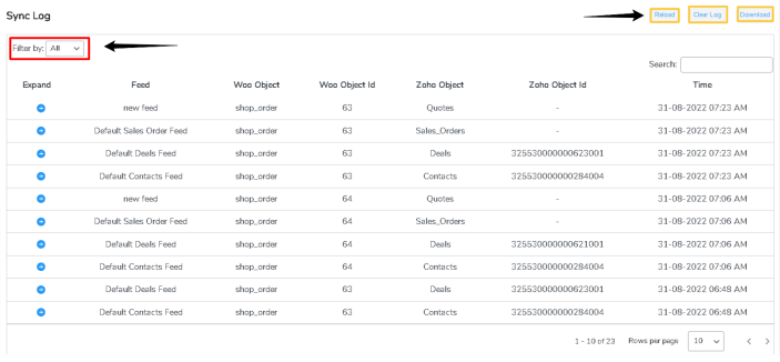 sync log