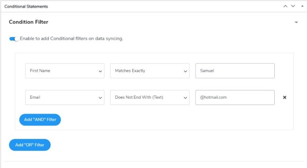 zoho conditional filters