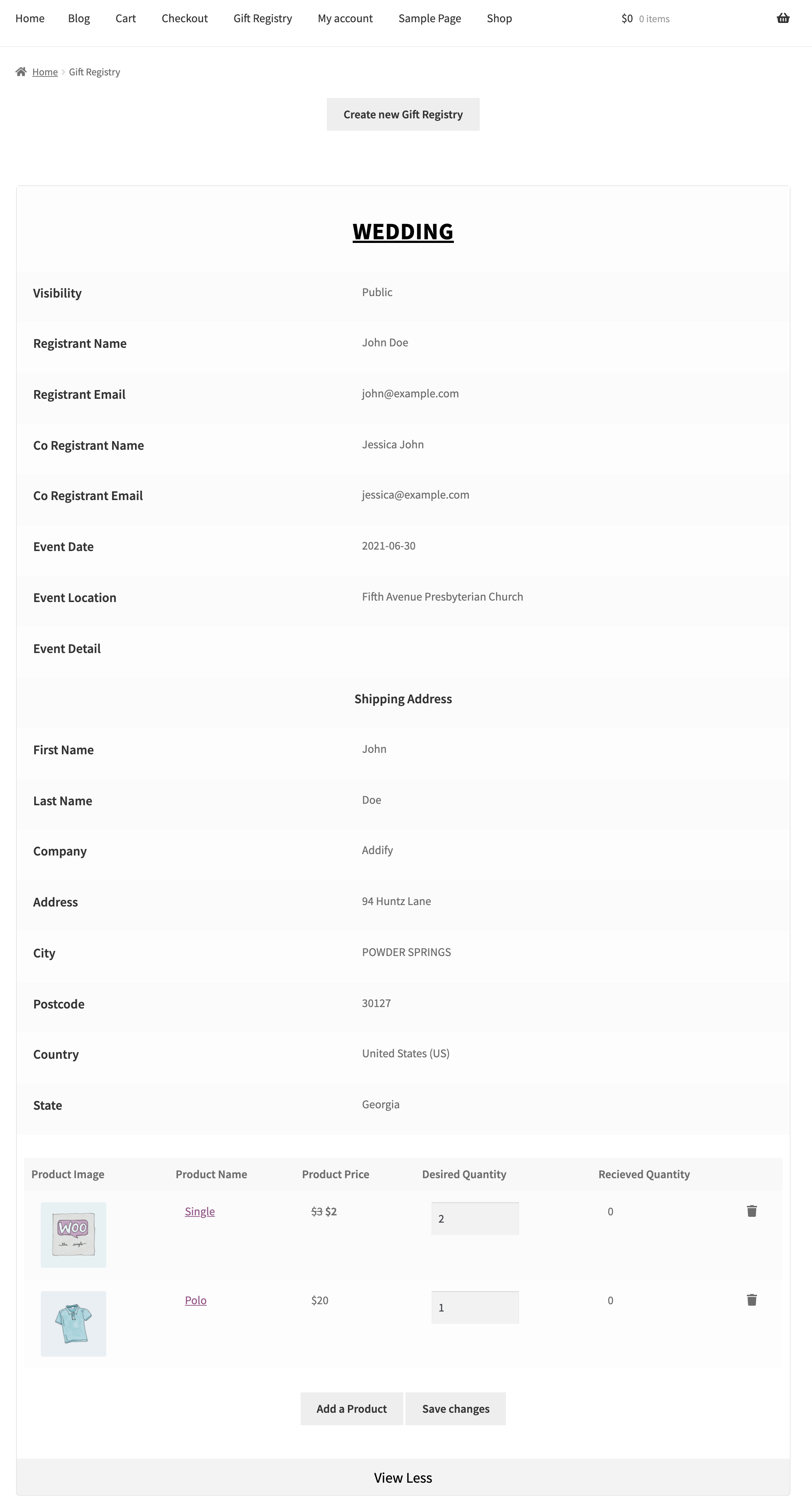 Gift Registry Create multiple wishlists