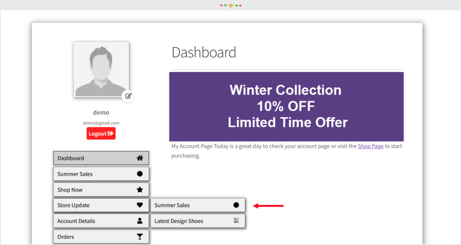 woocommerce user account dashboard plugin