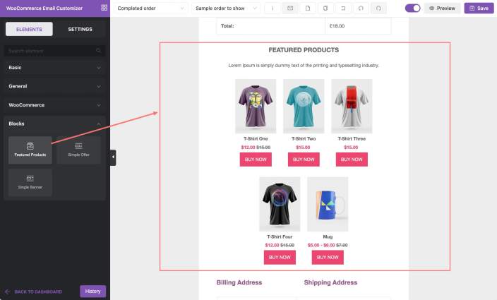 Featured products in WooCommerce email templates