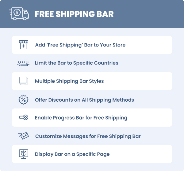 WooCommerce Free Shipping Bar Features