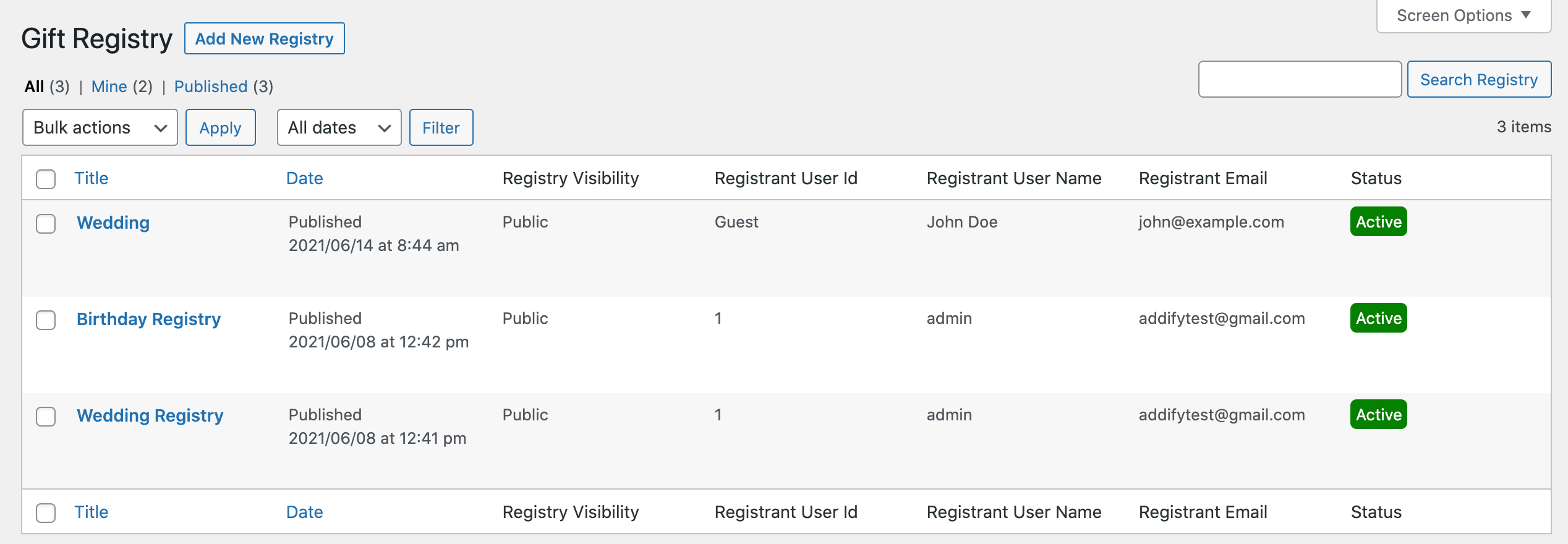 Gift Registry Create multiple wishlists