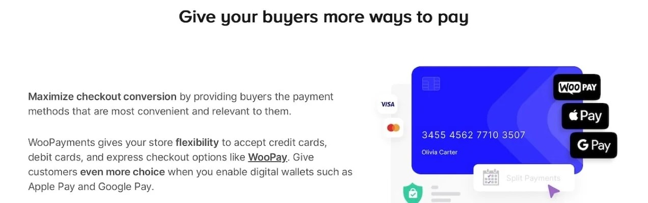 text about giving buyer more payment options