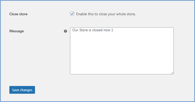 WooCommerce open close store