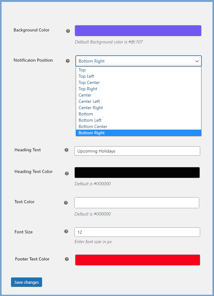 Customized notifications of opening and closing of store