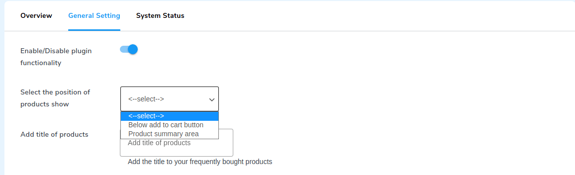 position of products