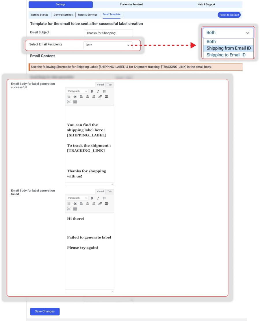 Trigger Custom Emails with Shipping Label and Tracking Links