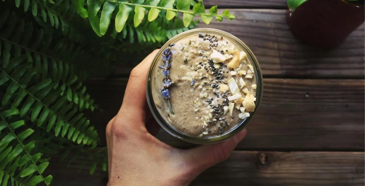 glass container of overnight oats