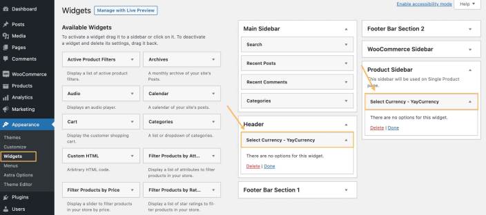 Adding woocommerce currency switcher to header and sidebar