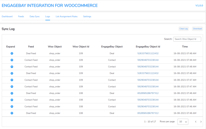 engagebay logs