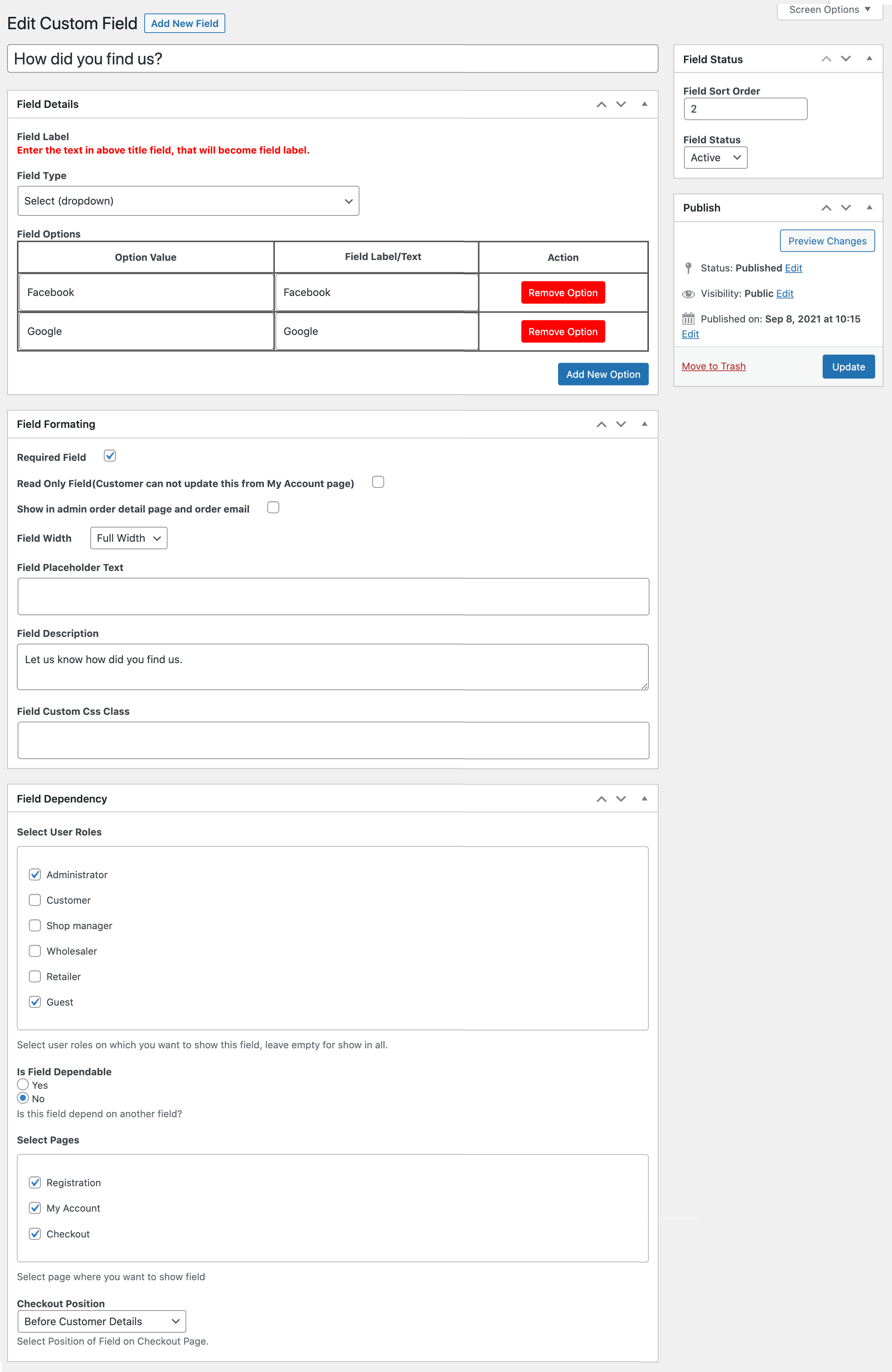 WooCommerce Custom Fields - Registration & Checkout Fields