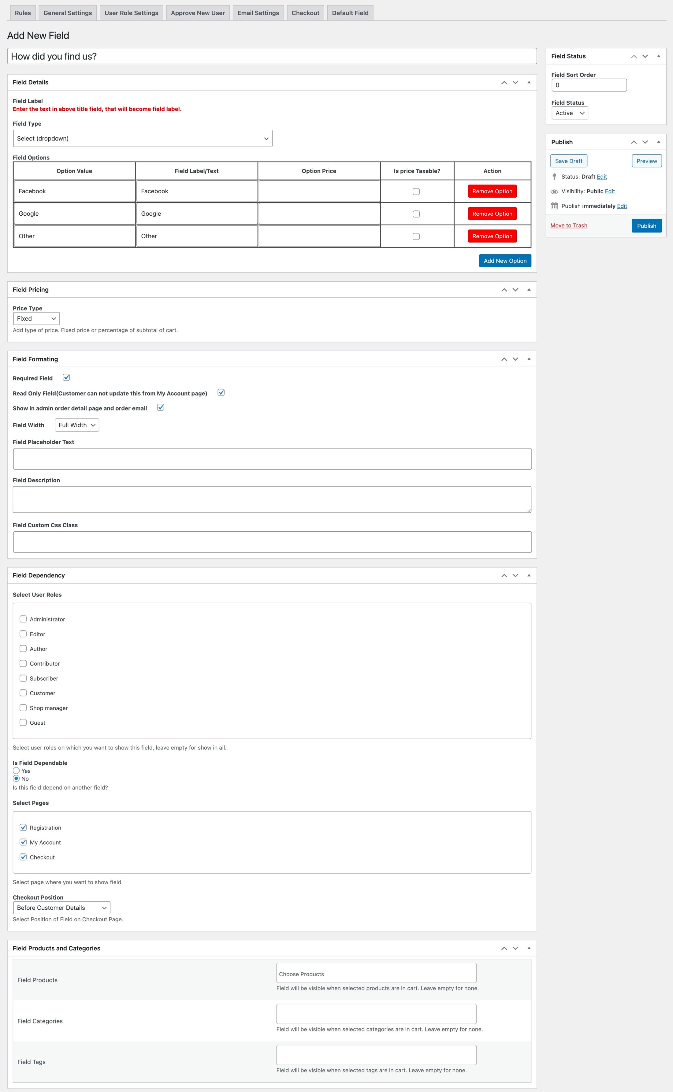 WooCommerce Custom Fields Extension | DOCS
