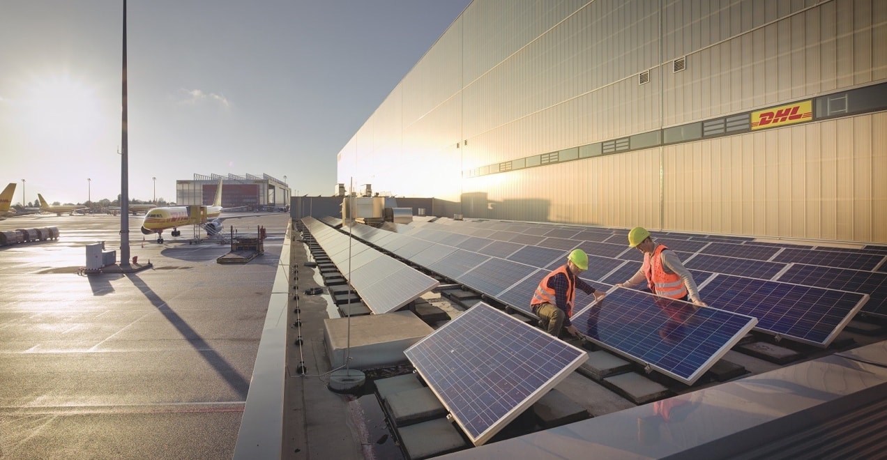 DHL warehouse with solar panels