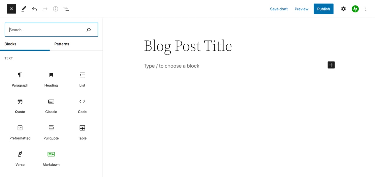 creating a blog post in WordPress